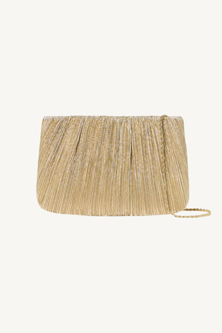 brit flat pleated clutch - gold