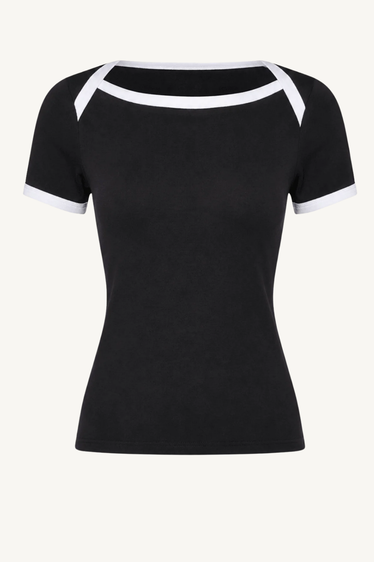 cotton ringer bateau tee - black/white