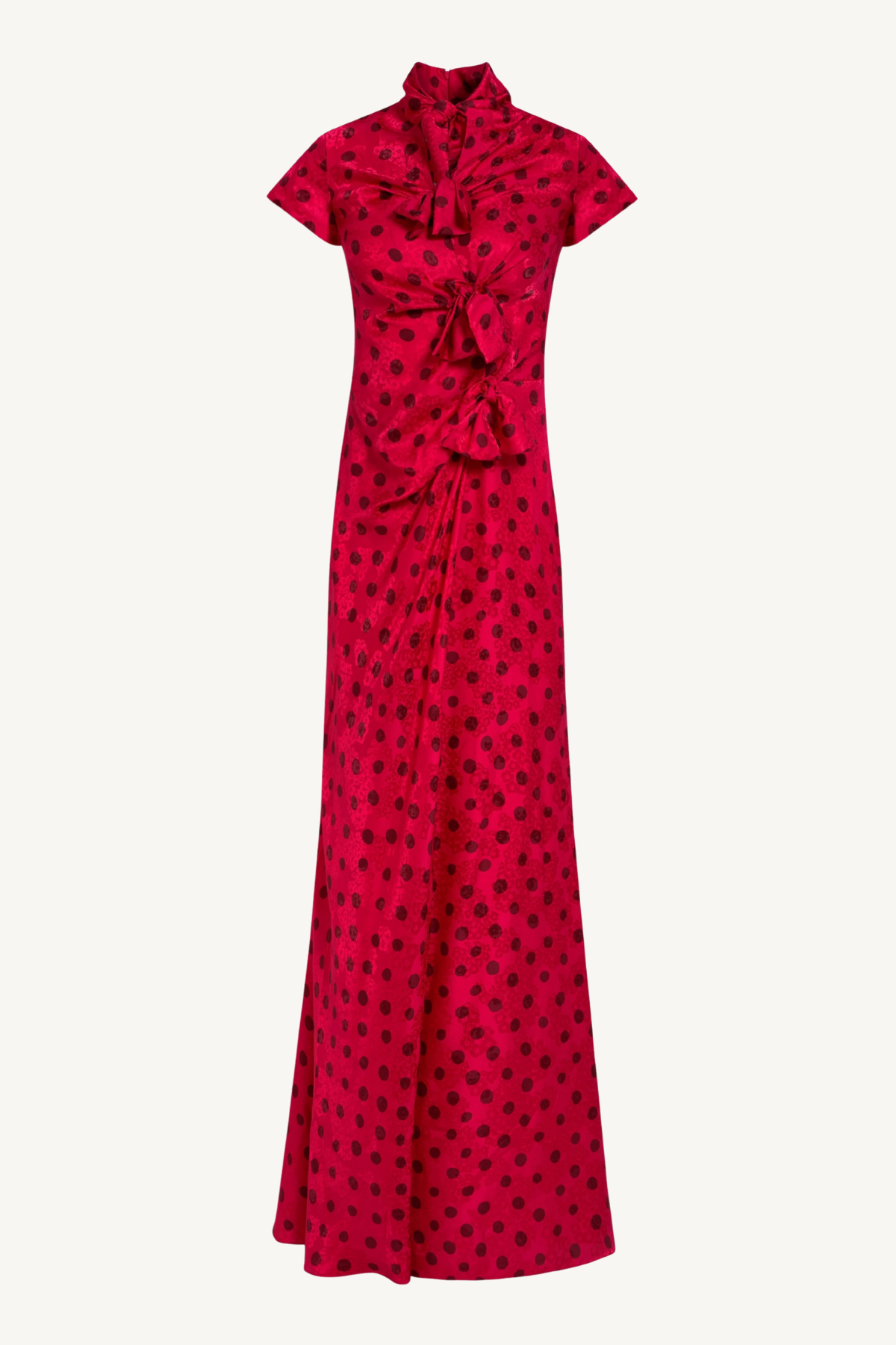 kelly long dress - raspberry polka dot