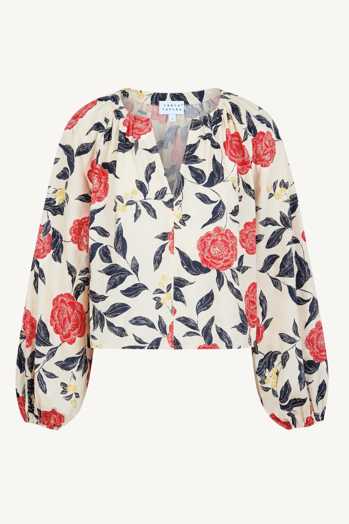 adelina top - cream/cardinal red multi