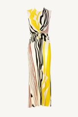 luna dress - distorted multi color stripes