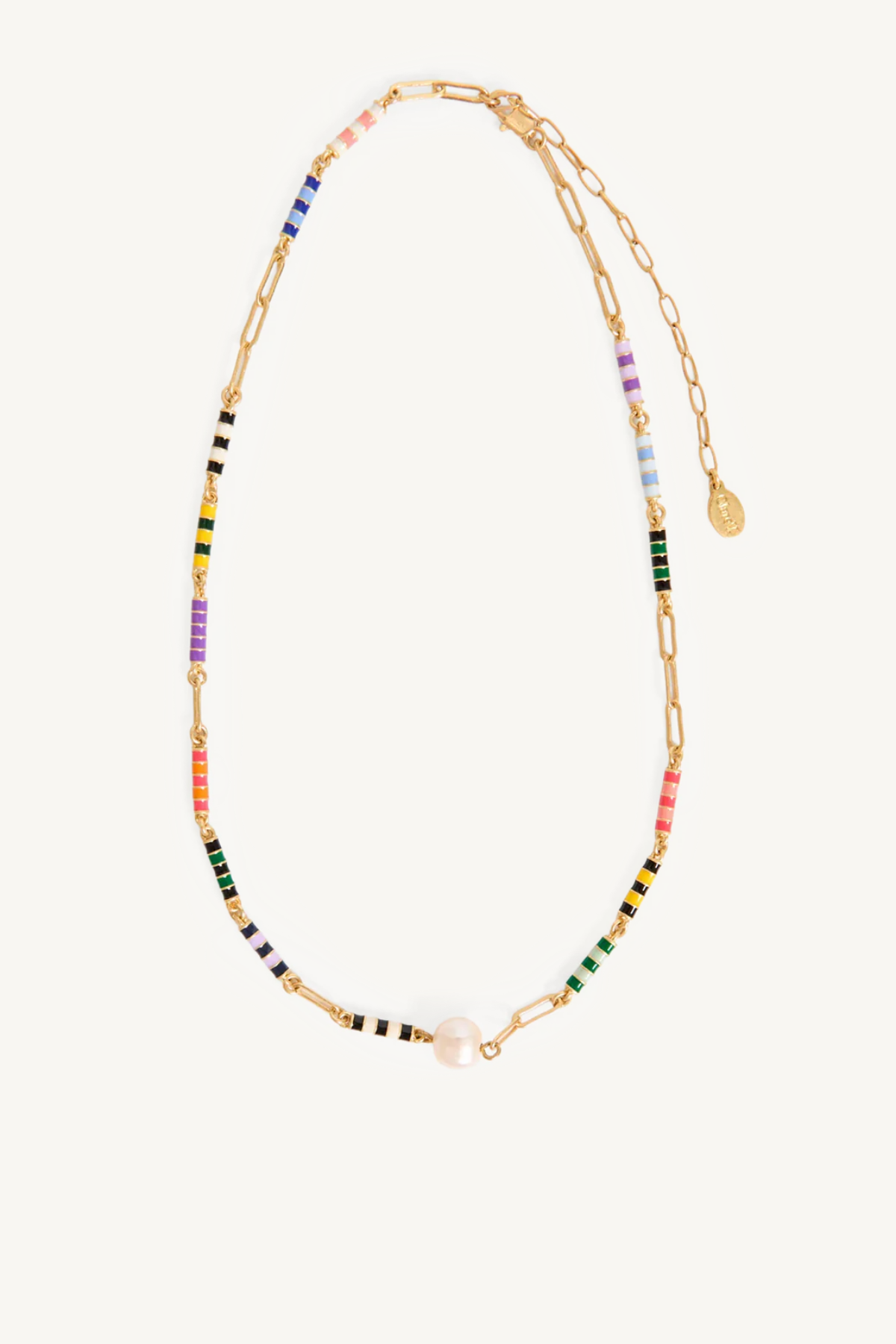 le stripe pearl necklace - multi color