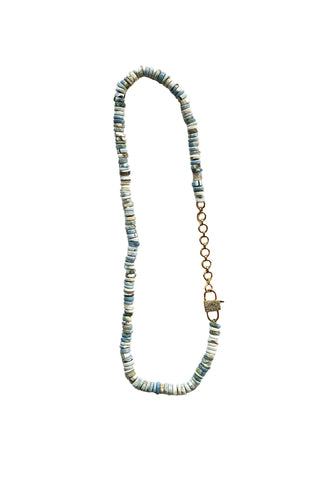 blue opal disc bead necklace - short