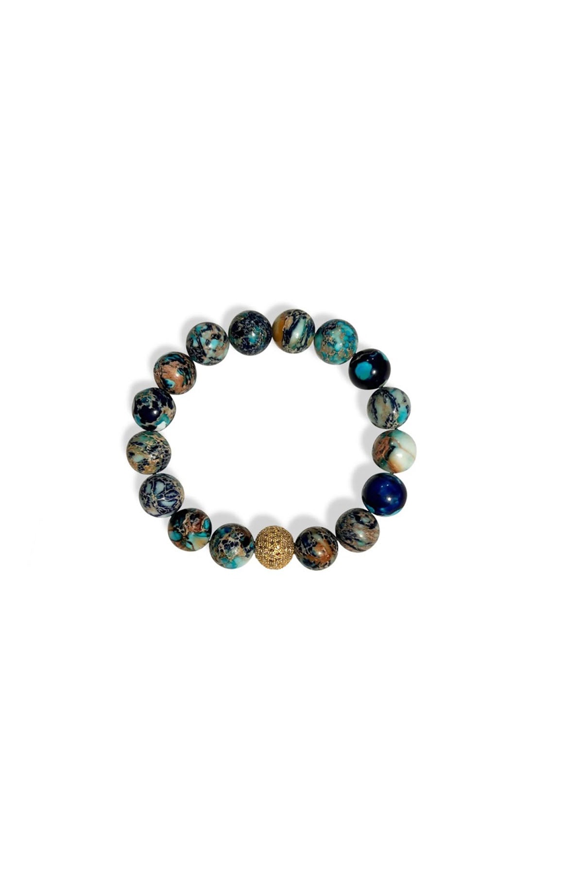 imperial jasper bead bracelet w/pave diamond bead