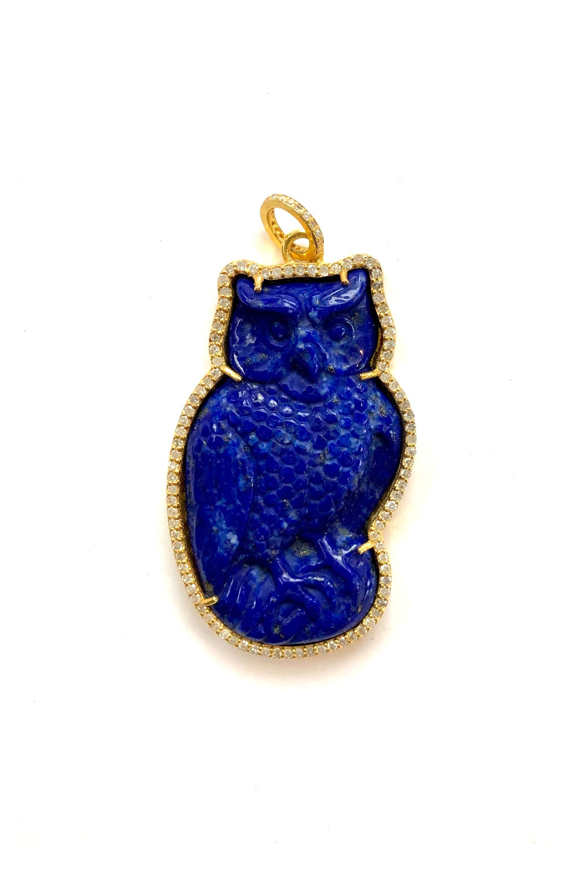 carved owl pendant - lapis
