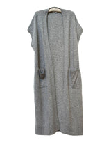 patch pocket duster cardigan - grey heather