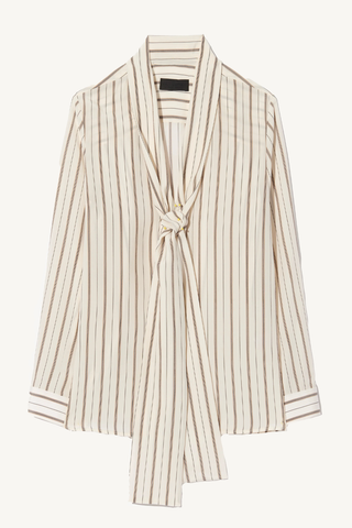 angelique tie neck blouse - brandy stripes