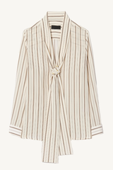 angelique tie neck blouse - brandy stripes