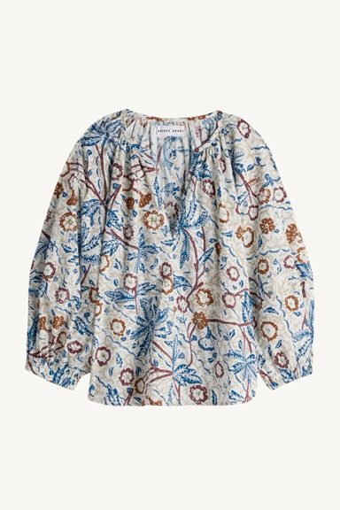 nele lantern sleeve top - earthly delights batik