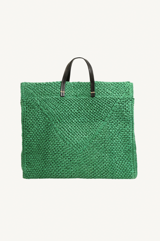 summer simple tote - green apple raffia