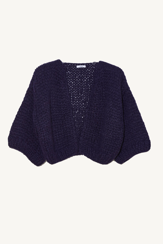 short sleeve cardigan - aubergine