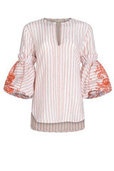 lucaya blouse - coral paisley stripe