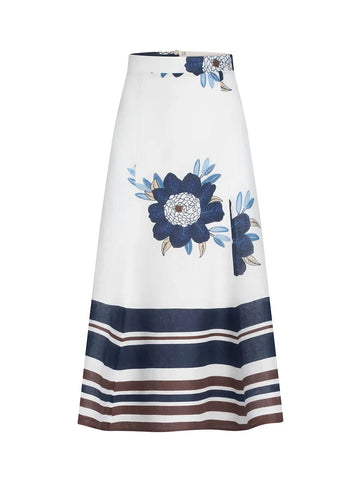 erin skirt - multi navy/brown floral