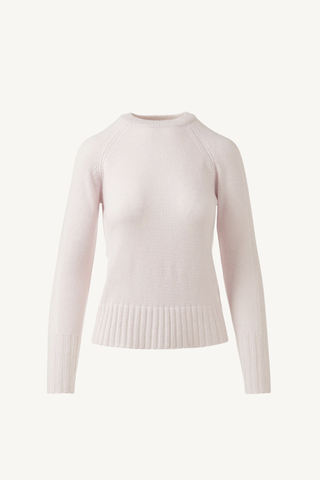 plaited rib trim crew - ballet/pearl