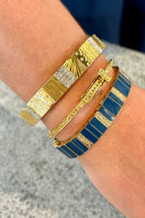 blue enamel stretch tile cuff