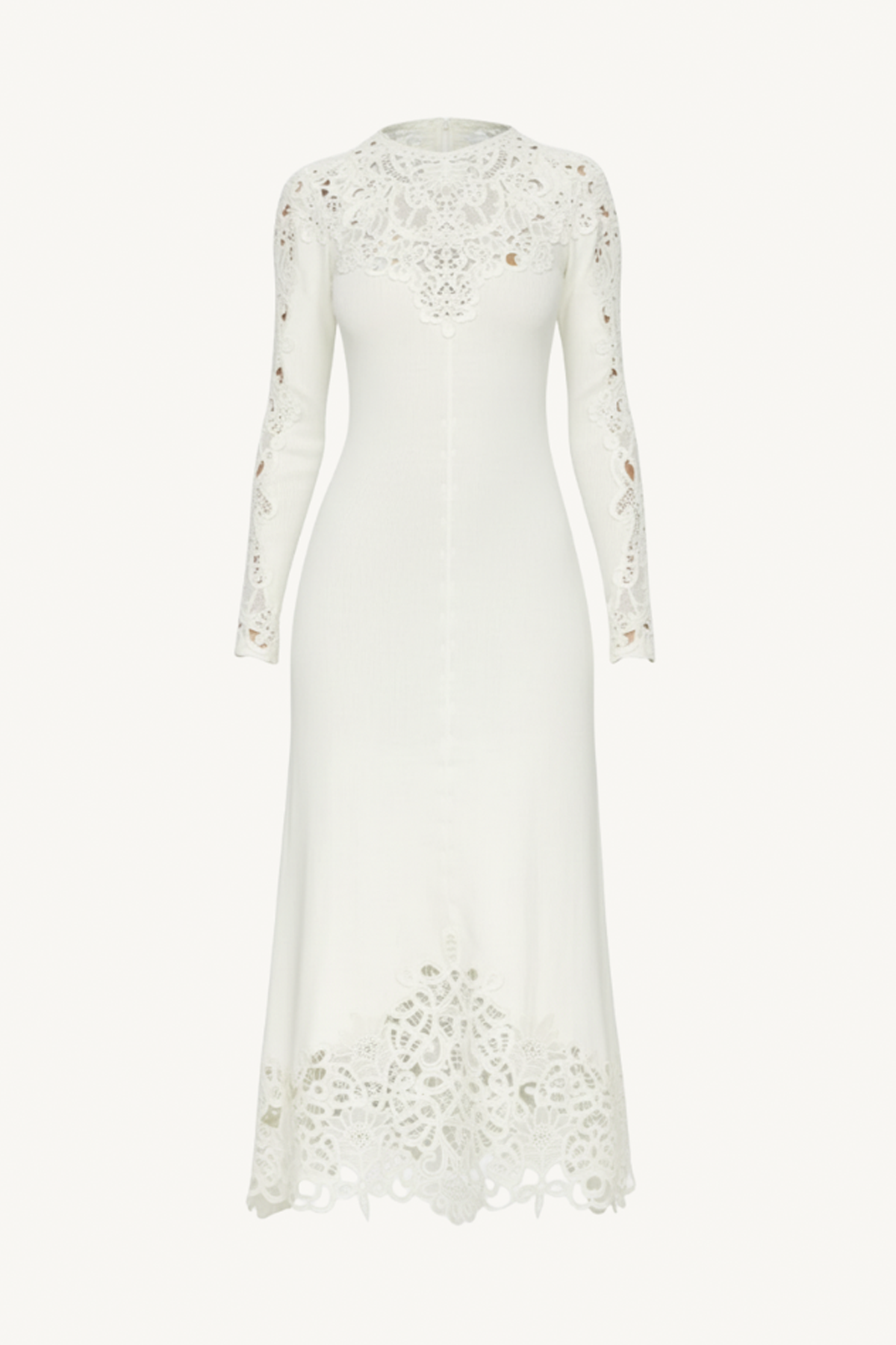 adelina battenberg lace knit midi dress - cream