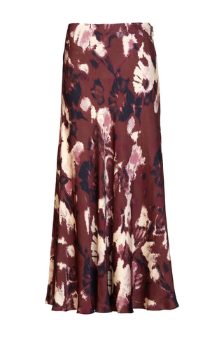 beth skirt - burgundy peoni multi print