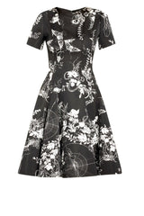 floral jacquard dress - black/chalk