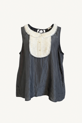 ruffle yoke blouse with cami - black