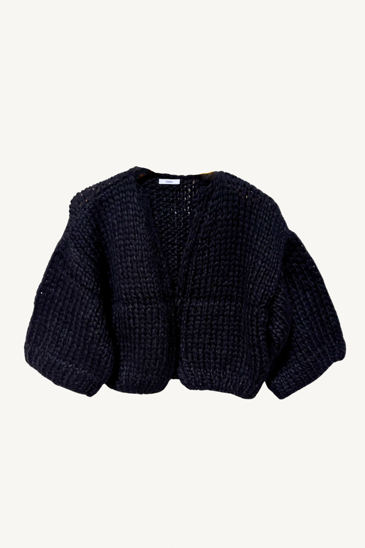 alpaca short sleeve cardigan - black