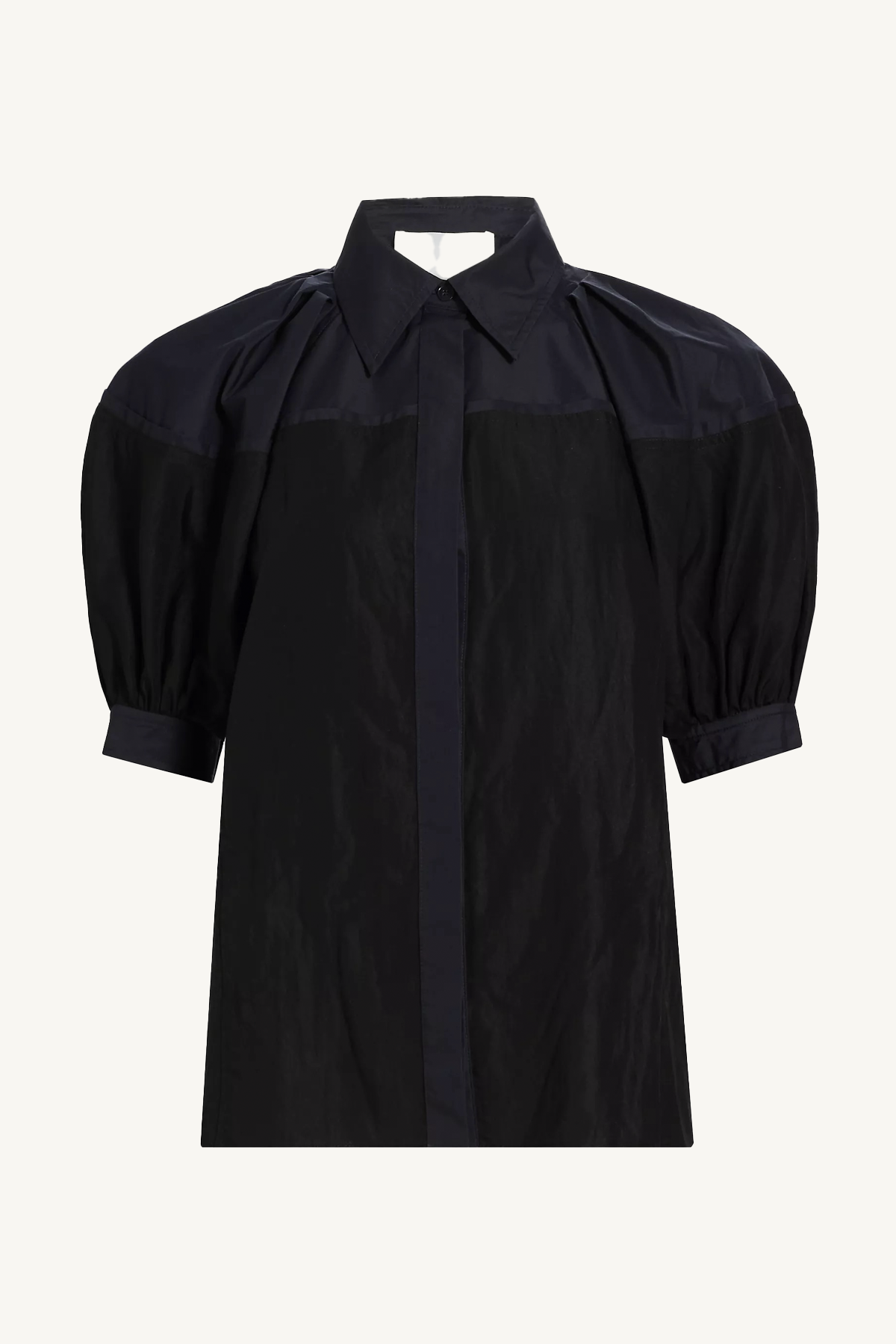 lantern sleeve combo shirt - black/midnight