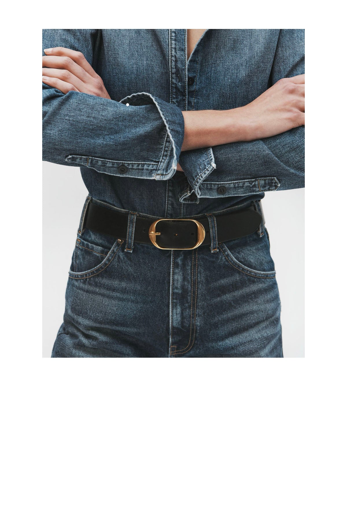 nili belt - black with antique brass buckle