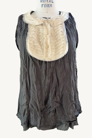 ruffle yoke blouse with cami - black