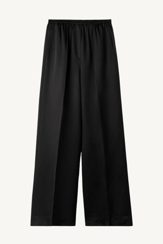 silk pants - black