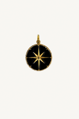 black enamel sunburst pendant