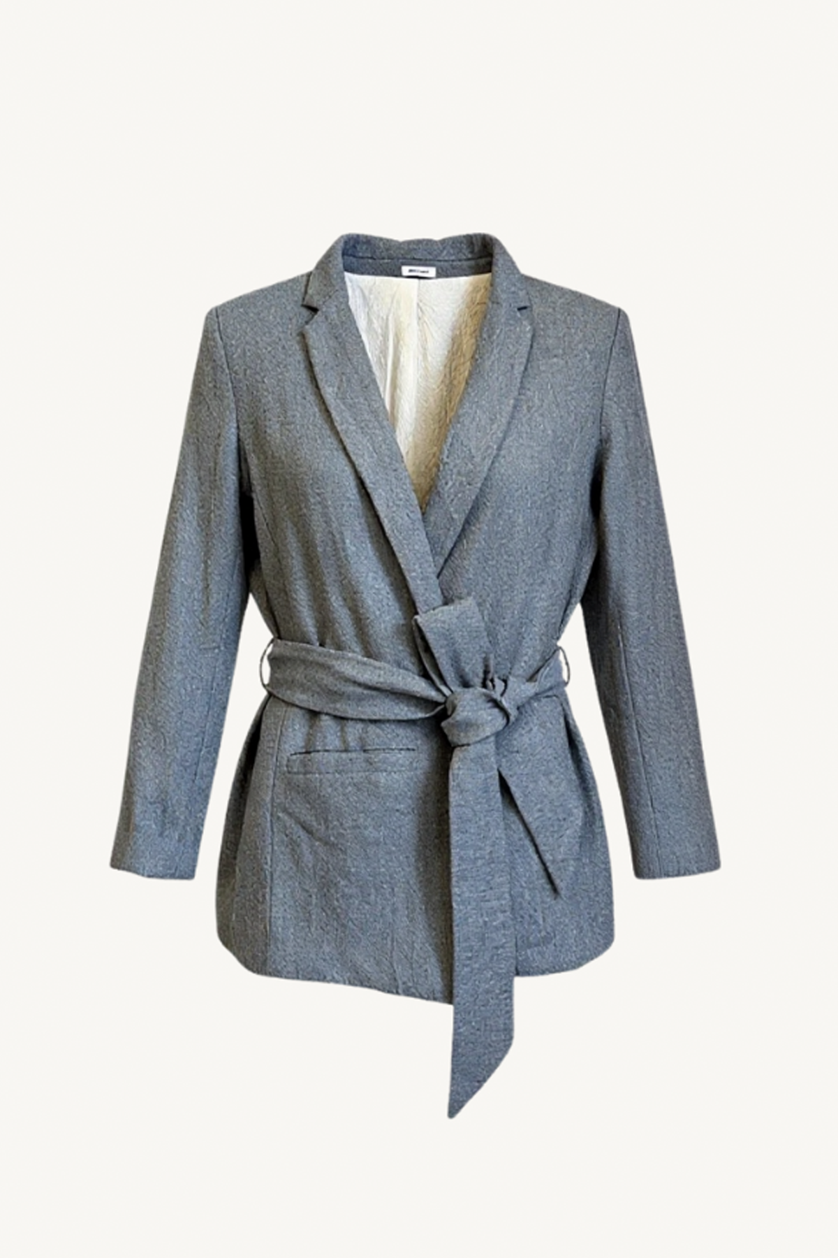 belted japanese ghost wool jacket - blue