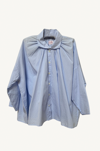 shirt w/gathered neckline - light blue