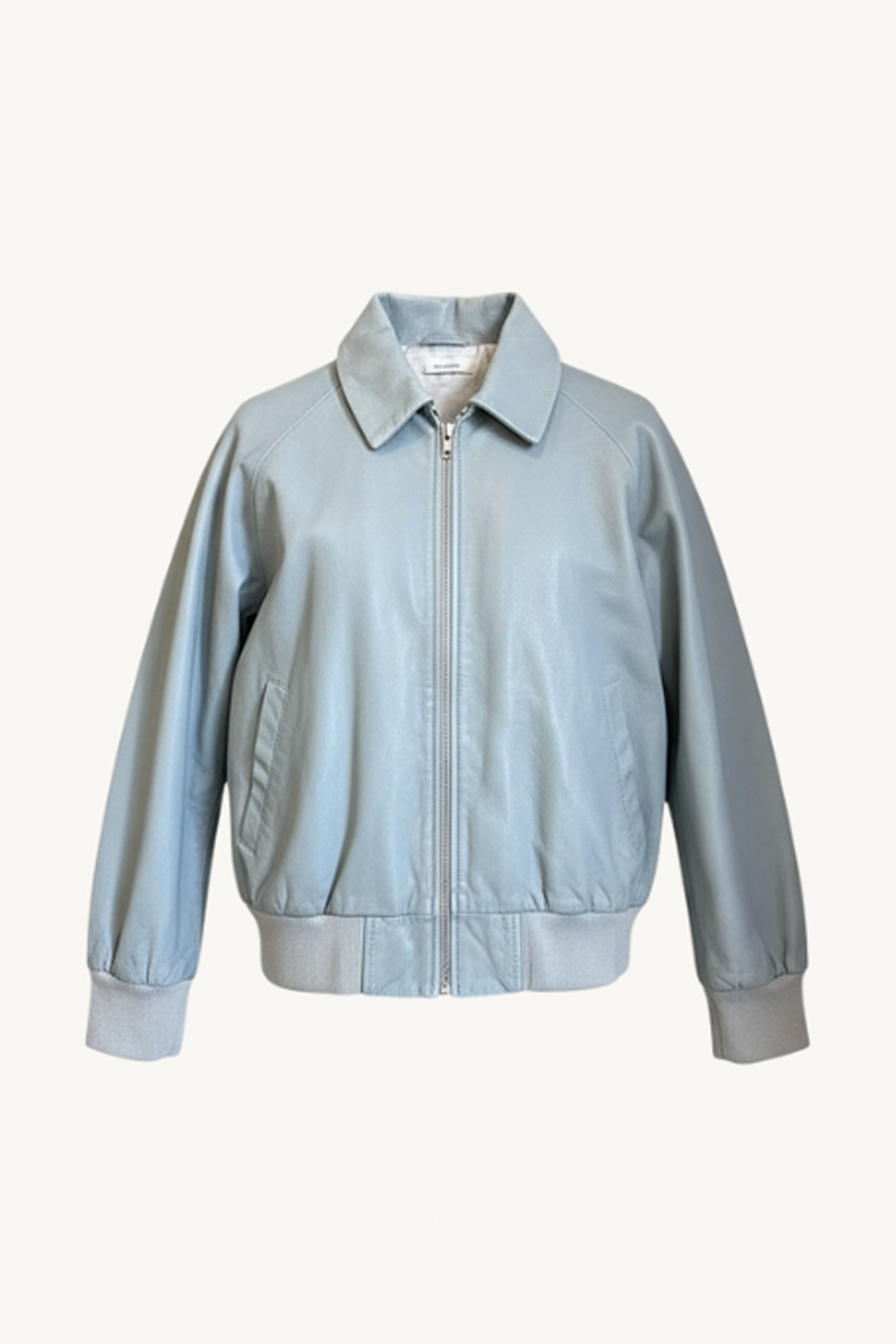 leather bomber jacket - sea
