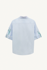 floral embrace blouse - blue autumn