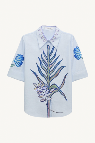 floral embrace blouse - blue autumn