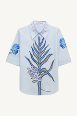 floral embrace blouse - blue autumn