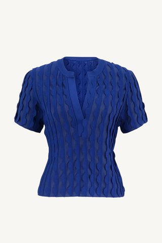 mallorie knit polo - blueberry
