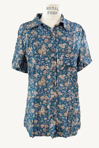 pintuck blouse - blue print