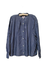 collar band shirt - blue stripe