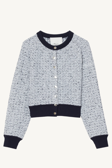 long sleeve crewneck cardigan - midnight