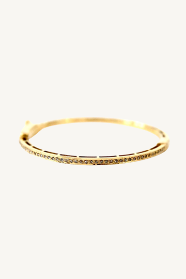 thin brass pave diamond bangle - single row