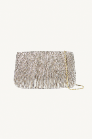 brit flat pleated clutch - champagne