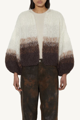 mohair ombre bomber - brown/cream