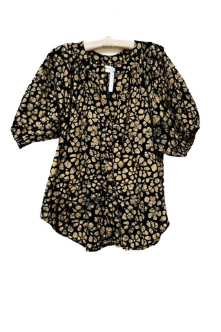 calder puff sleeve top - batik floral black