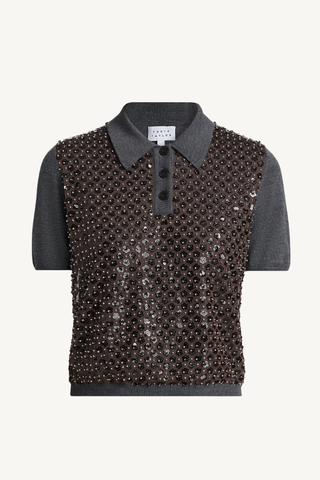 camilla knit top - dark grey/bronze multi