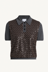 camilla knit top - dark grey/bronze multi