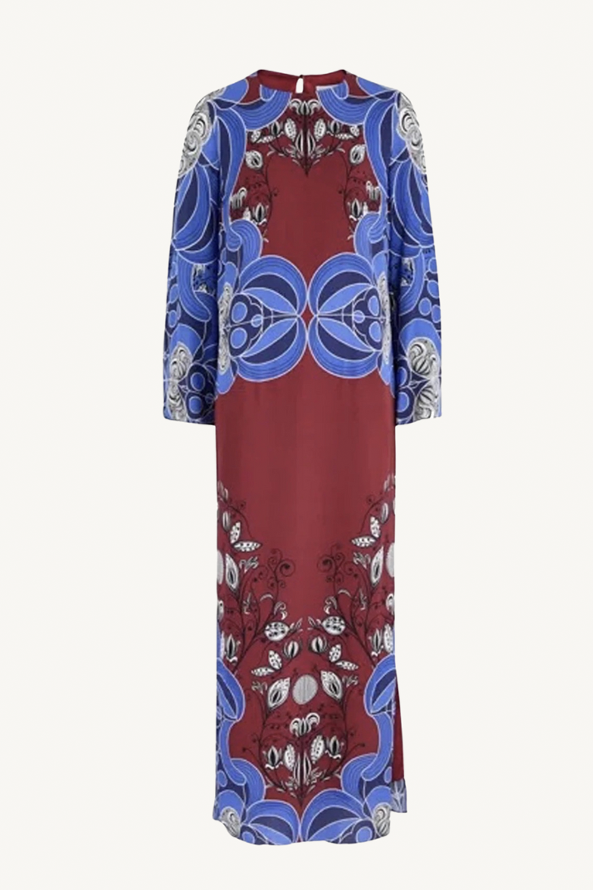 capucine crepe dress - enchantress burgundy/blue