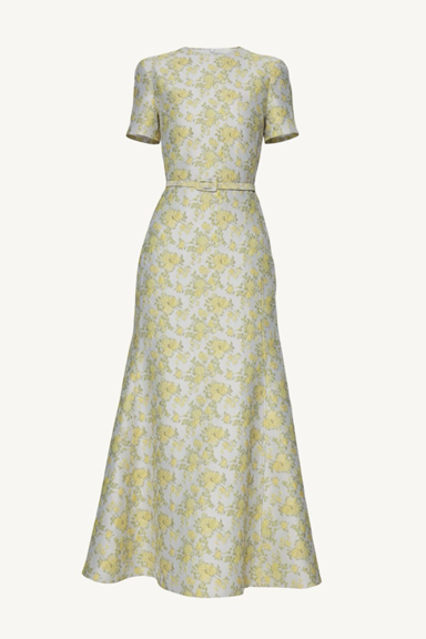 caraline jacquard midi dress - buttercream