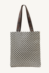 carryall tote - black & cream woven zig zag
