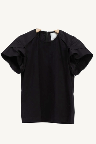 combo t-shirt w/cascade sleeve - black