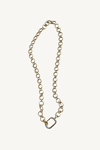 gold link chain with diamond clip closure